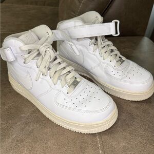 Nike Air Force 1 High Top Triple White Leather Sneakers Men’s Size 10